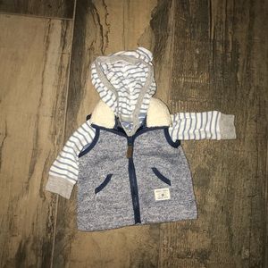 Long sleeve strip onesie w/ zip vest